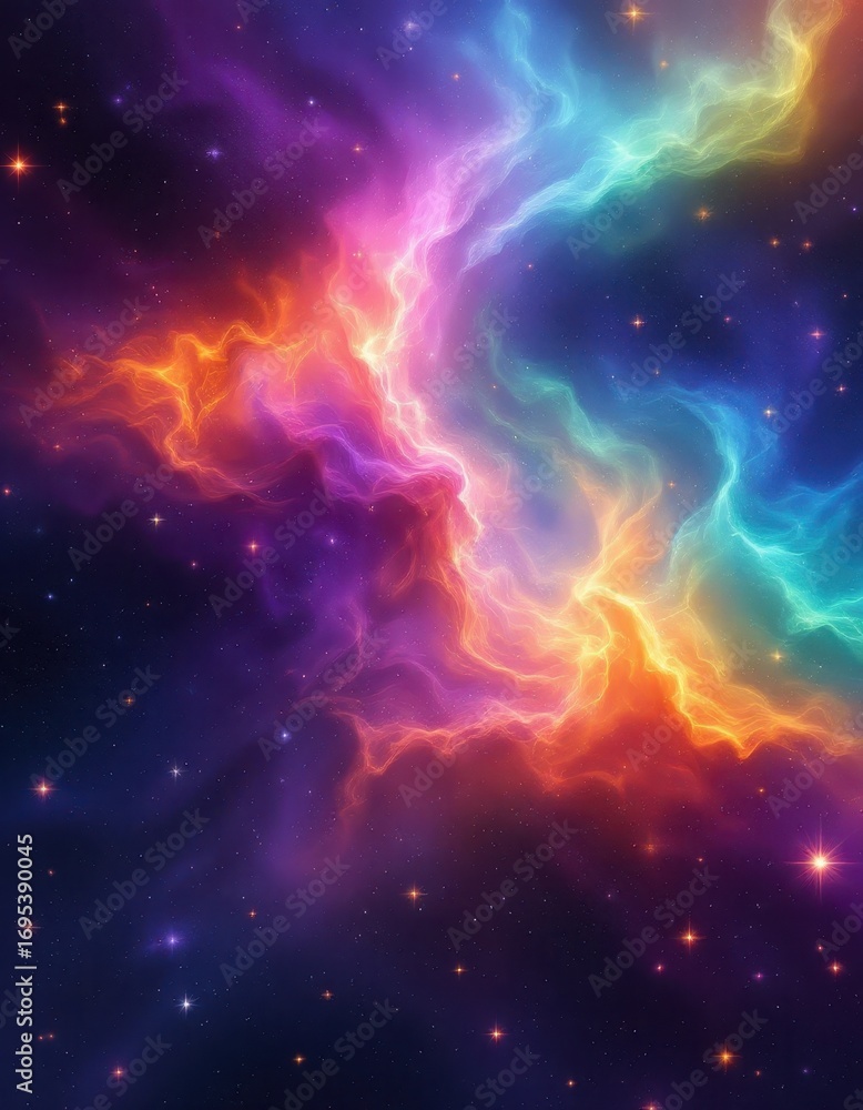 Obraz premium A vibrant display of cosmic nebulae, showcasing swirling, colorful gas clouds against a backdrop of twinkling stars.
