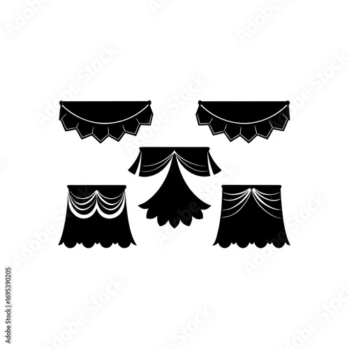 5 different layered roman valance silhouette vector