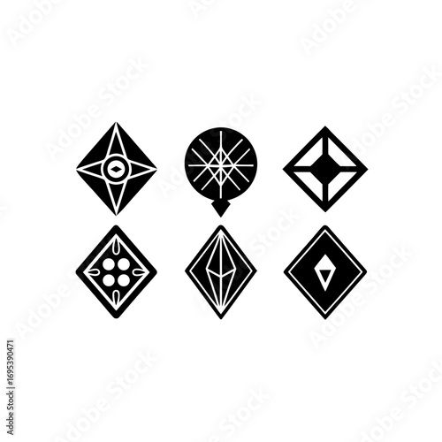 6 different magic rune ornament silhouette vector 