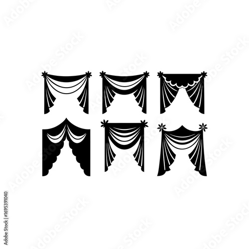 6 different ornate palace cascade curtain silhouet