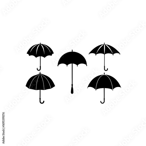 5 different outdoor umbrella silhouette vector ico