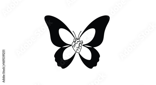 Symbolic butterfly with anatomical heart reveals transformation and inner emotion