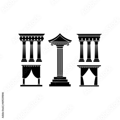 5 different roman column window with layered valance