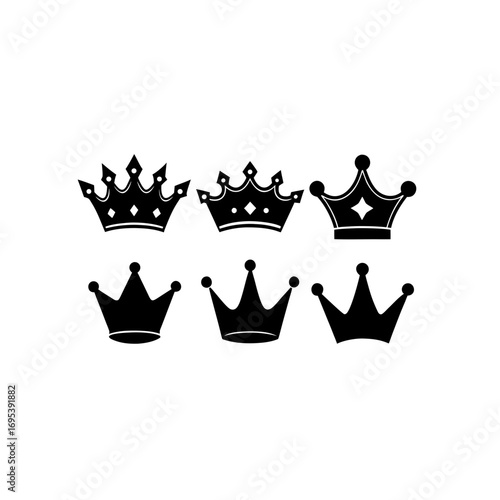 6 different royal crown swag curtain silhouette vector