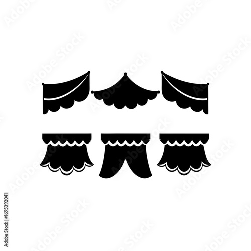 6 different scalloped valance silhouette vector icons