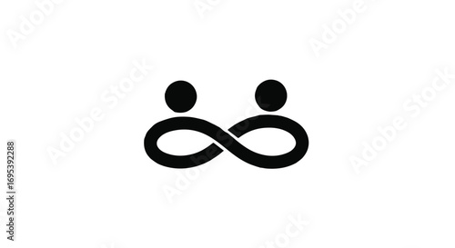 Symbol of two people connected in an infinite loop, representing enduring relationships and connection.