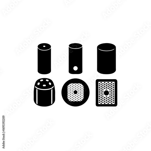 6 different smart speaker silhouette vector icons 