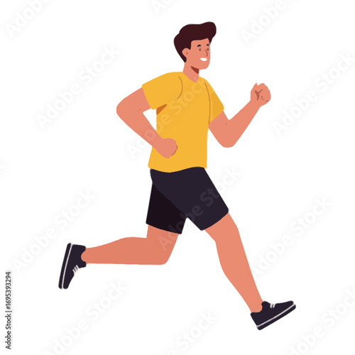 Young man running in sportswear isolated on white background healthy lifestyle