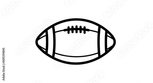 American Football Illustration Black Outline Isolated on White Background