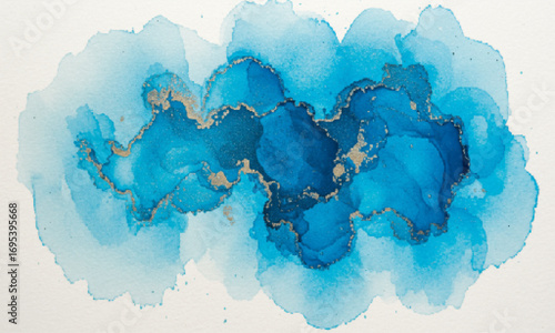 Electric Blue Iridescent Watercolor Splash