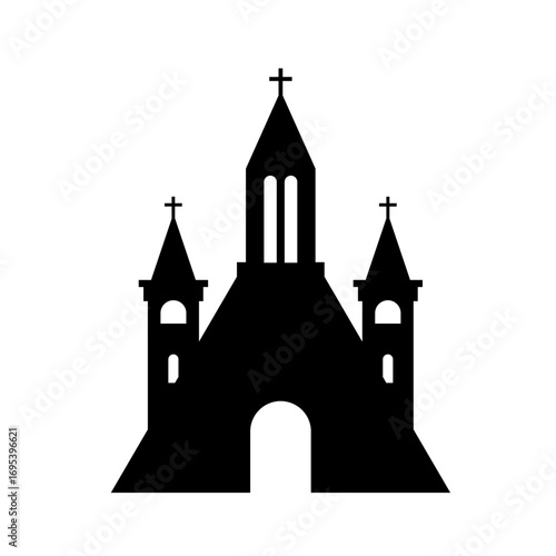 Vector illustration featuring basilica silhouette historic church building design for educational