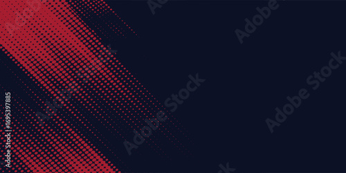 Red halftone dots blue color pattern gradient grunge texture background. Dot pop art comic sport style vector  football, basketball, baseball, tennis, rugby, bicycling background grunge