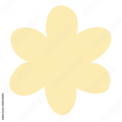 Large yellow flower with five rounded petals. Great for decorative graphics, floral designs, or spring-themed art.