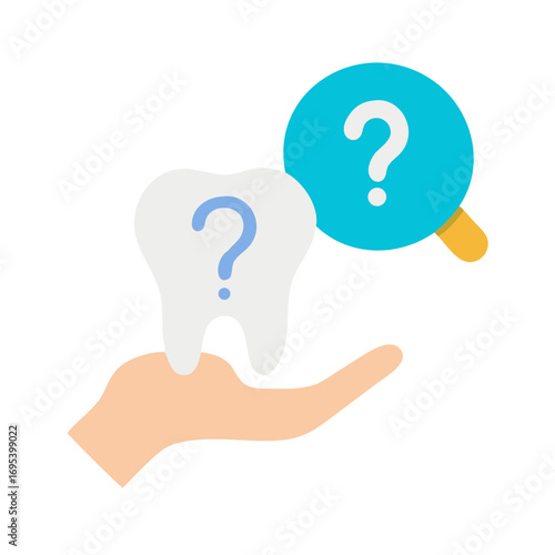 Hand holding a question mark and tooth model, symbolizing dental questions and oral health choices.