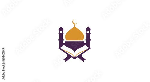 Islamic Mosque and Quran Logo Design, Simple and Elegant Style.