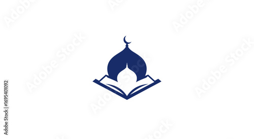 Islamic Religious Book and Mosque Dome Logo Design.