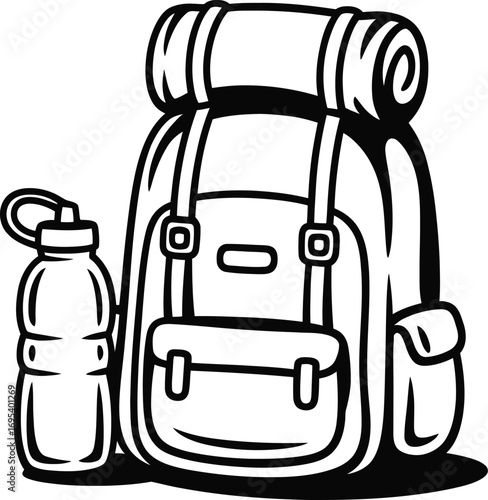 Backpack and Water Bottle Icon
