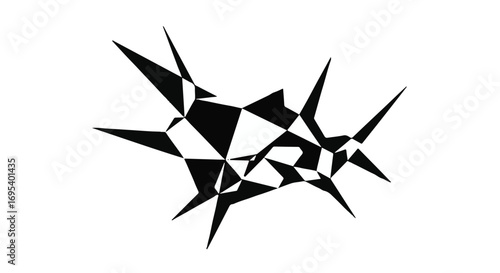 Abstract geometric star shape featuring sharp triangular edges and fragmented lines isolated on a white background for modern technology branding and creative digital design marketing projects.