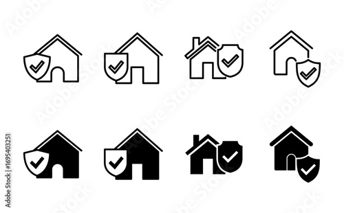 House insurance icon set. house protection icon.