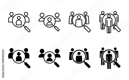 Hiring icon set. Search job vacancy icon. Human resources concept. Recruitment