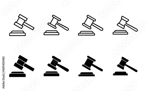 Gavel icon set. judge gavel icon vector. law icon vector. auction hammer