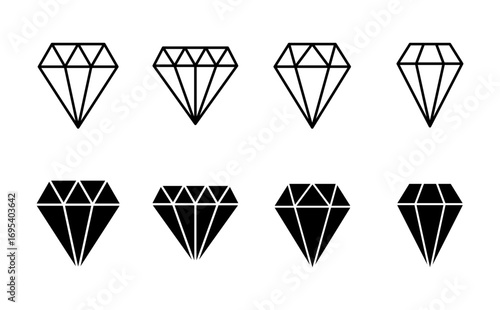 Diamond icon set. diamond gems vector icon.