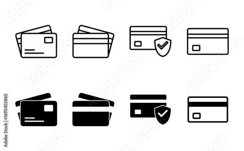 Credit card icon set. Credit card payment icon vector