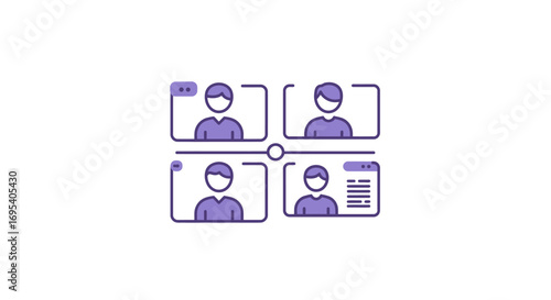 Optimized Flat Vector Icon for Seamless Virtual Team Collaboration & Online Meetings