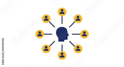 Thought Leadership & Digital Identity: Flat Vector Icon for AI, User Experience, and Data Privacy Solutions