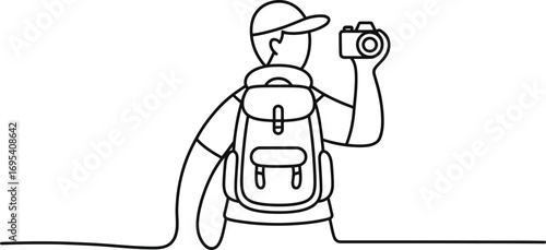 Person with Backpack and Camera