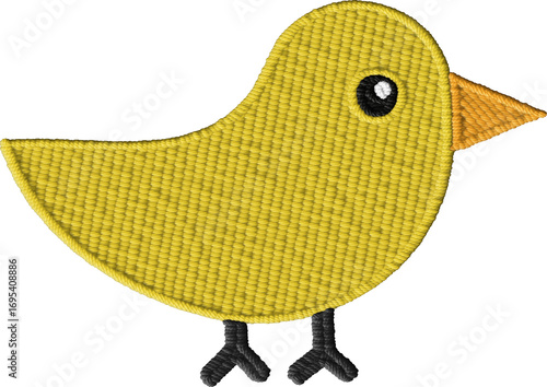 Colorful Little embroidered bird design element