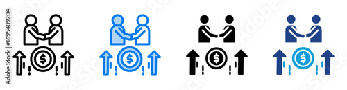 Acquisition icon set multiple style collection
