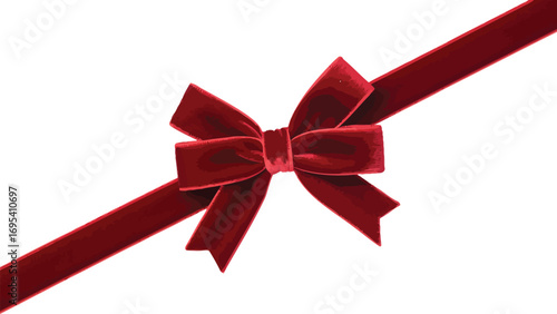 Red ribbon bow decoration for gift wrapping and festive design
