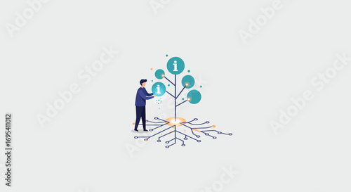 Cultivating Future Potential: Solitary Visionary Fostering a Luminous Idea for Strategic Growth