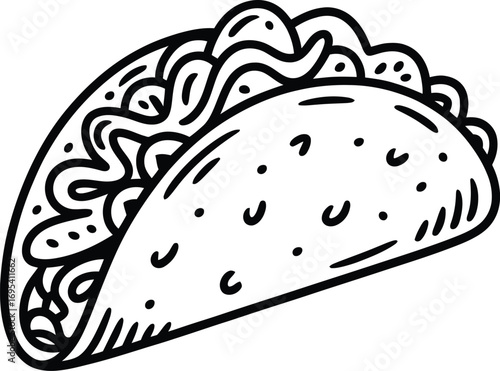 Black and White Taco Illustration