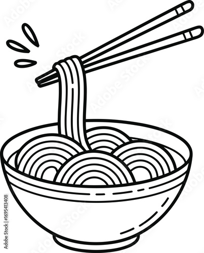 Bowl of noodles with chopsticks