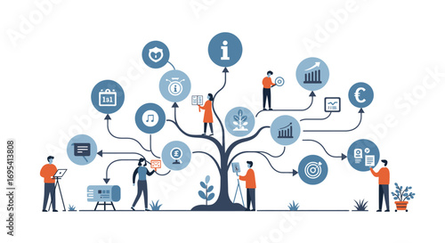 Empowering Modern Business: Flat Design Vector for Strategic Growth and Digital Clarity