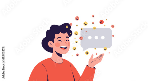 Empowering Digital Connection: Joyful Individual Experiencing Breakthrough Ideas & Positive Online Engagement