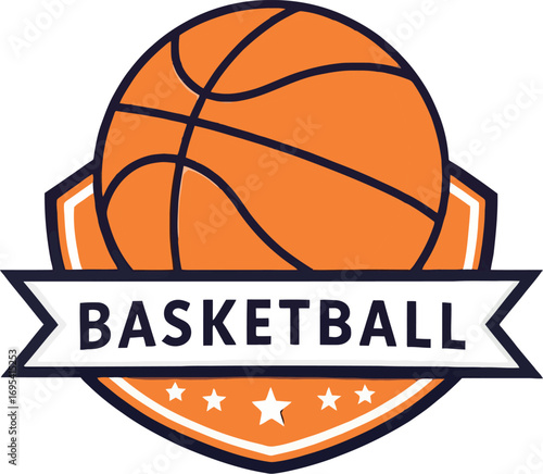 Dynamic basketball logo design isolated on white background
