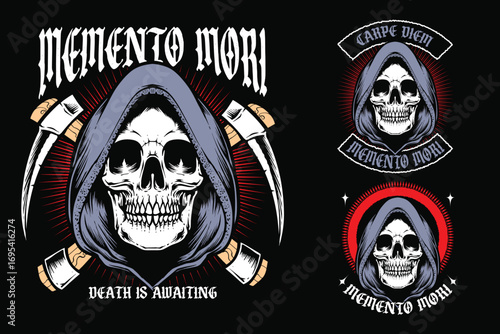 skull reaper tshirt design illustration
