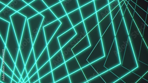 A black and white grid with blue zigzag lines running through, creating a dynamic pattern