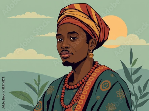 Portrait of an African Man in Traditional Attire
