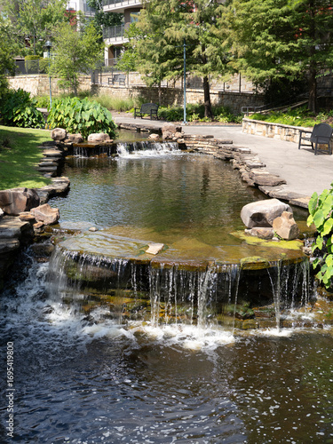 Manmade Water Feature with Waterfall in The Woodlands, Texas