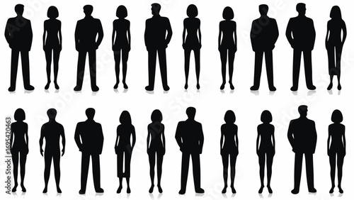 Diverse group of people silhouettes representing teamwork and modern professional life scenarios
