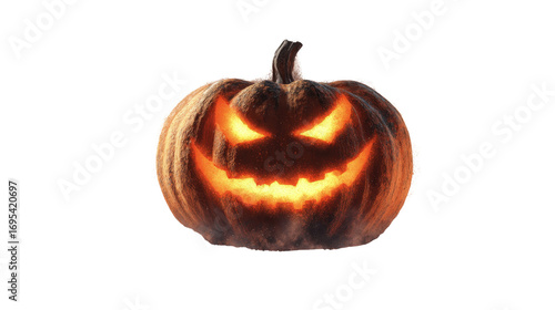 A spooky glowing pumpkin for HalloweenTransparent background, PNG file