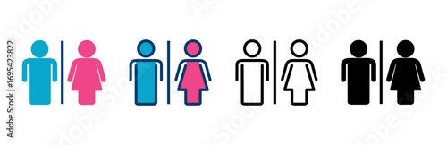 Toilet icon vector isolated on white background. Toilet sign. Man and woman restroom sign vector. Male and female icon
