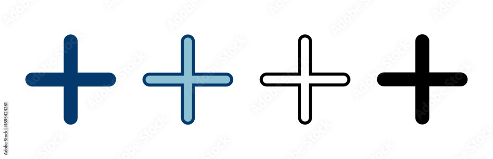 Obraz premium Plus Icon vector isolated on white background. Add plus icon. Addition sign. Medical Plus icon