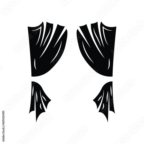 Home And Exhibition Curtain Logo Design, Building Decoration Vector Illustration