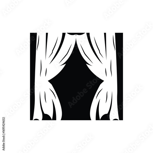 Home And Exhibition Curtain Logo Design, Building Decoration Vector Illustration