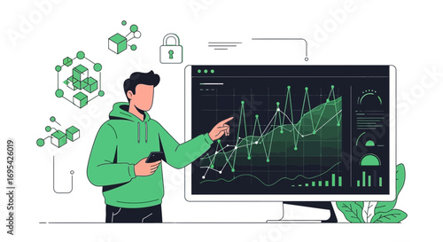 Analyzing Technological Data And Trends Shown On Modern Computer Display
